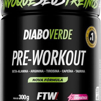 FTW Pré-Treino Diabo Verde em Pó com Cafeína, Aminoácidos Beta‑Alanina e Arginina para Treinos e Atividades Físicas - Pote 300 g (Energético)